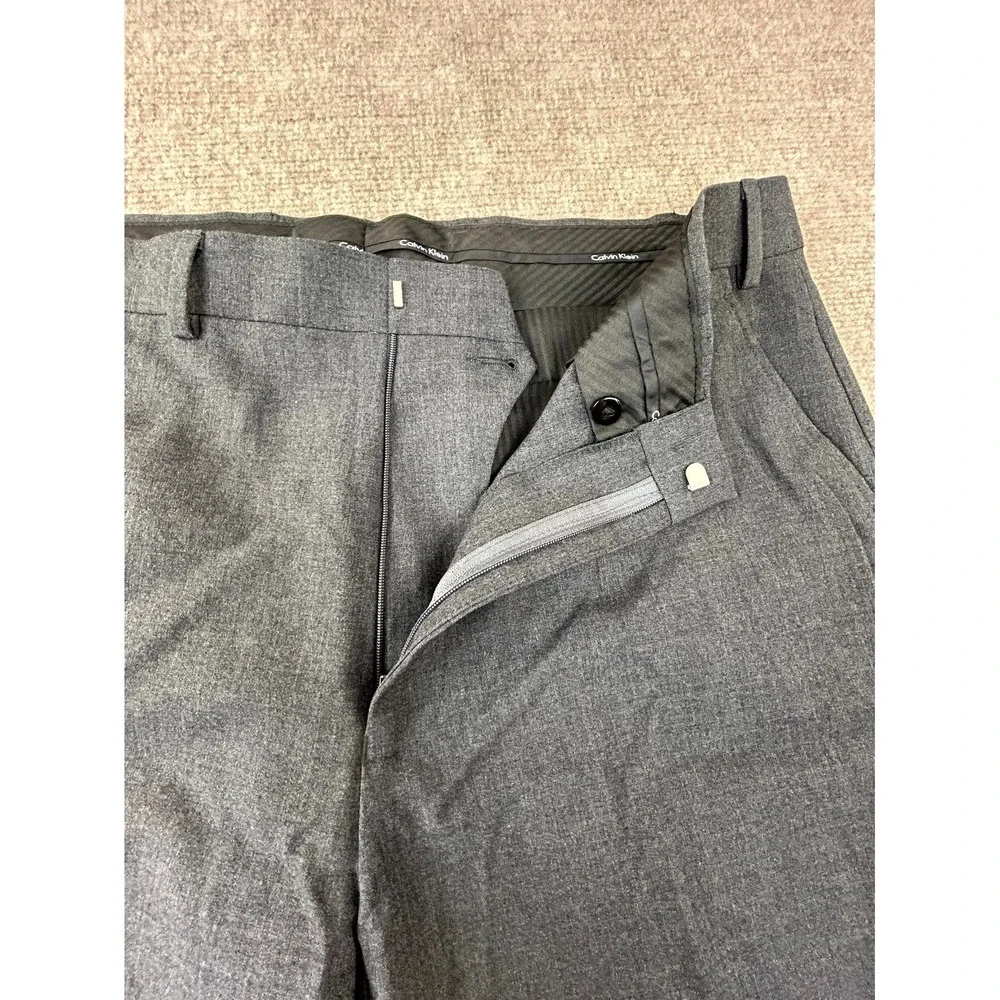 Calvin Klein Dress Pants Men 36x32 Black Stretch Mid Rise Straight Formal Office
